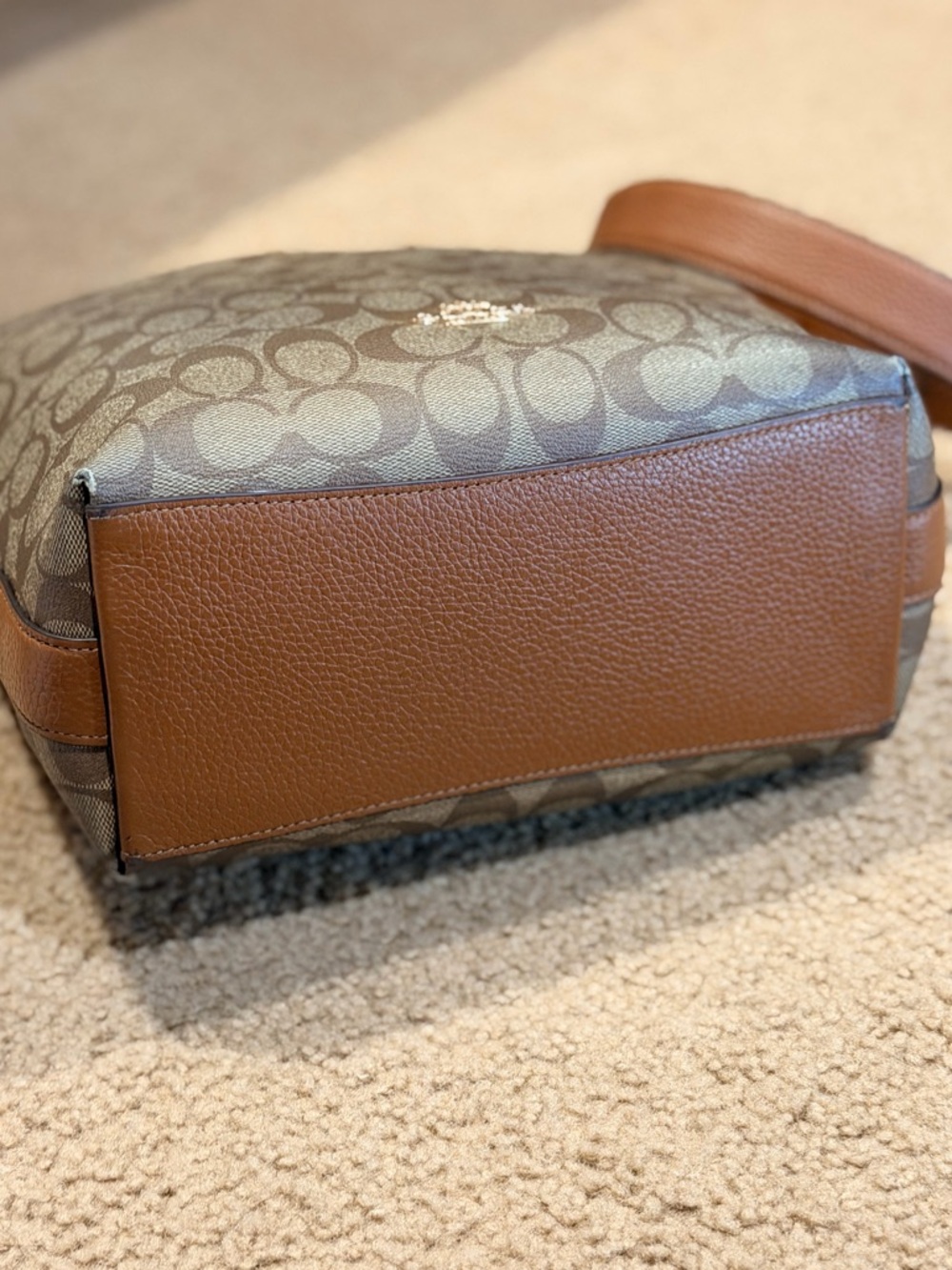 COACH Pennie Shoulder Bag in Signature Canvas Khaki Saddle C2819 - Picture 8 of 16